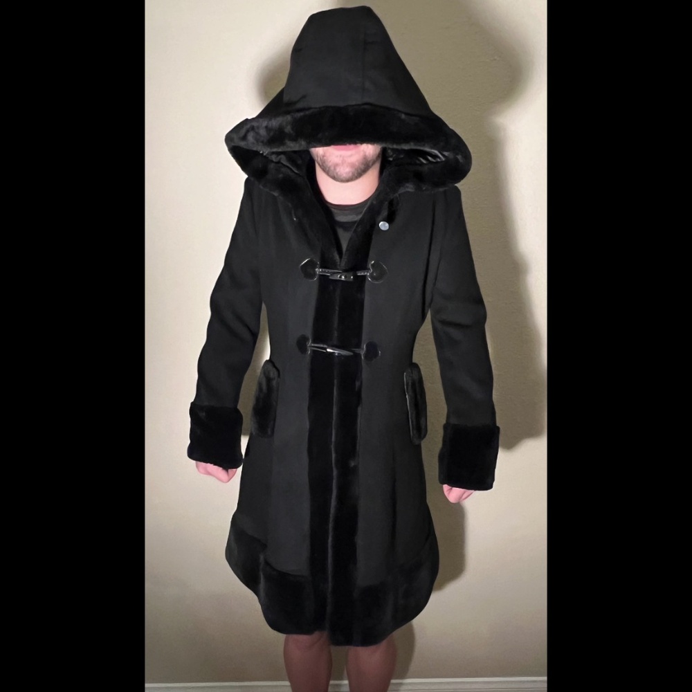 Oversized Hooded, Fur Trimmed, ¾ length Gothic Lolita Corset Coat